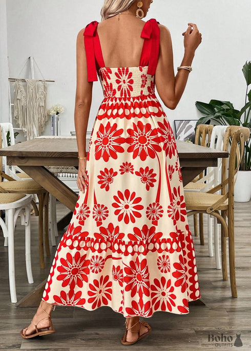 2024 Wool Printed Strap Casual Boho Dress